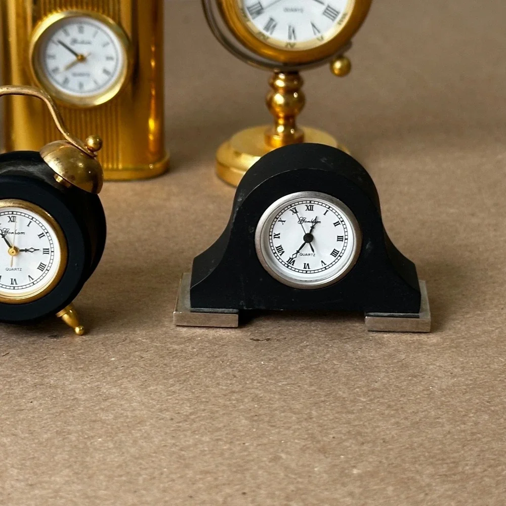 Gorham Clock Lot of 8 Miniature Clocks Gold Silver Plate Brass Watch Time Mini